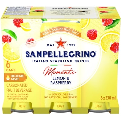 San Pellegrino Sparkling Drink Lemon & Raspberry 6x330.0 ml, $0.38/100ml