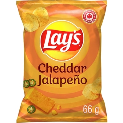 Lay's Cheddar Jalapeño flavoured potato chips (small bag) 66 g, $2.86/100g