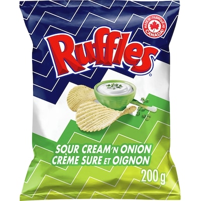 Ruffles Sour Cream 'n Onion Flavoured Potato Chips 200 g, $2.50/100g