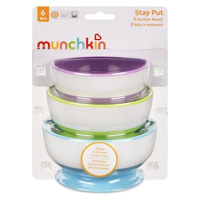 Munchkin Stay Put 3 Suction Bowls 6 m+ 3 ea, $4.66/1ea