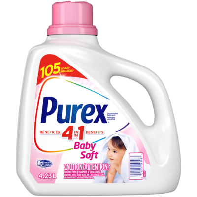 Purex Baby Soft, 4 in 1 Hypoallergenic Concentrated Liquid Laundry Detergent, 105 Loads 4.23 l, $0.35/100ml