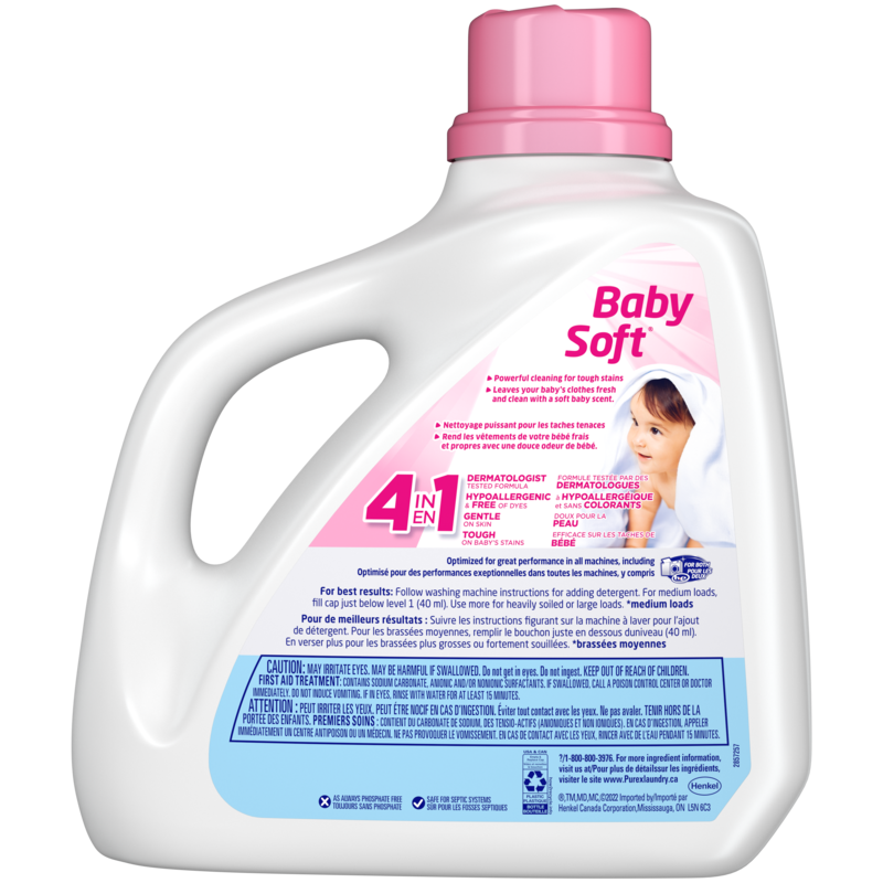 Baby Soft, 4 in 1 Hypoallergenic Concentrated Liquid Laundry Detergent, 105 Loads