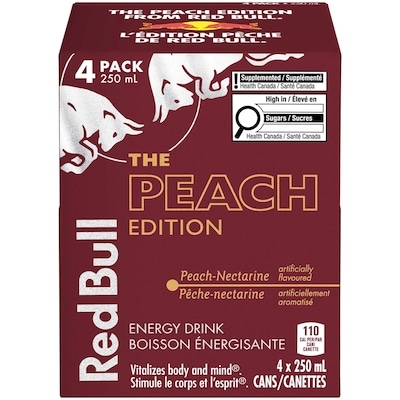 Red Bull Energy Drink, Pêche-nectarine 4x250.0 ml, 1,00 $/100ml