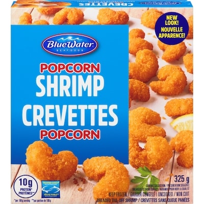 BlueWater Seafoods Popcorn Shrimp, Tail-Off Shrimp, Breaded with Crunchy Panko Breadcrumbs, Frozen 325 g, $2.77/100g