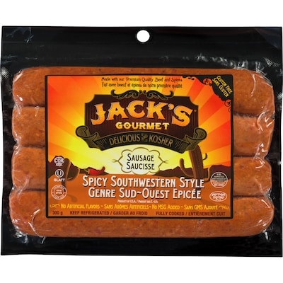 Jack’s Gourmet Saucisse genre sud~ouest epicée 298 g, 5,70 $/100g