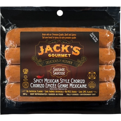 Jack’s Gourmet Saucisse chorizo epicée genre mexicaine 298 g, 5,03 $/100g