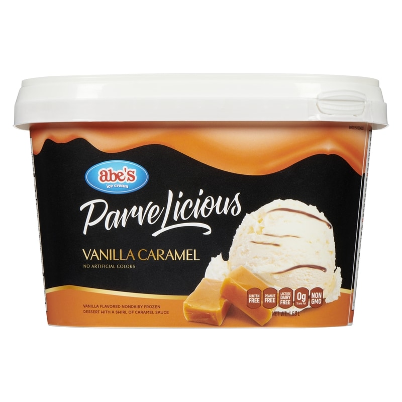 Parvelicious Vanilla Flavoured Nondairy Frozen Dessert With A Swirl Of Caramel Sauce Vanilla Caramel