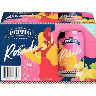 Pepito Bella Sangria Alcoholic Malt Beverage Rosada (ID required at pick-up) 6x355.0 ml, $0.66/100ml