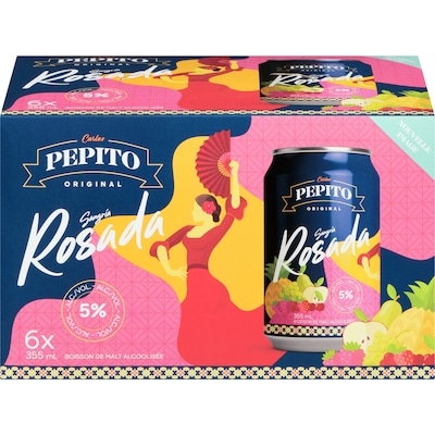 Pepito Bella sangria boisson de malt alcoolisée rosada (Pièce d’identité requise au moment du ramassage) 6x355.0 ml, 0,66 $/100ml