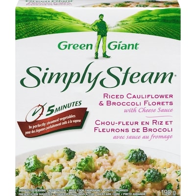 Green Giant Riced Cauliflower & Broccoli Florets With Cheese Sauce 198 g, $1.41/100g