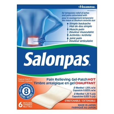 SalonPas Pain Relieving Gel Patch Hot 6 ea, $2.25/1ea