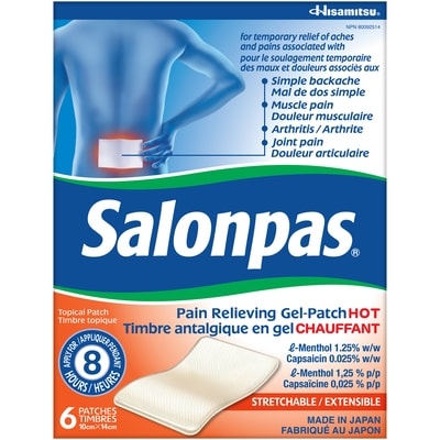 SalonPas Pain Relieving Gel-Patch Hot 6 Patches 6 ea, $2.50/1ea