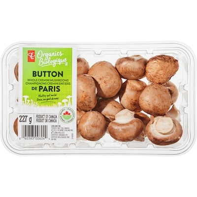 PC Organics Whole Button Cremini Mushrooms 227 g, $2.64/100g