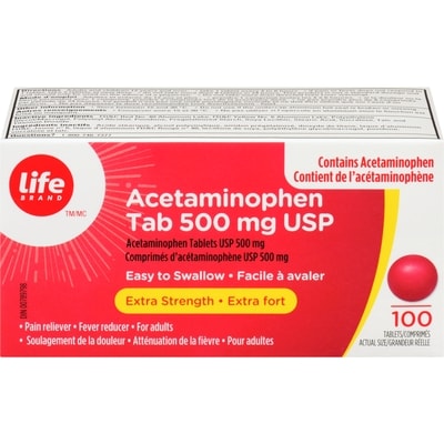 Life Brand Aceta. 500Mg      100 ea, $0.12/1ea