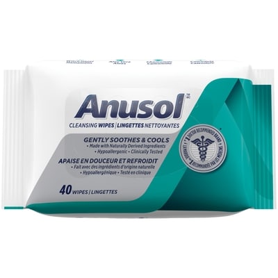 Anusol Cleansing Wipes 40 ea, $0.36/1ea