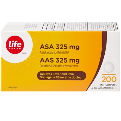 Life Brand Acetylsalicylic Acid (Asa) 325Mg 200 ea, $0.08/1ea