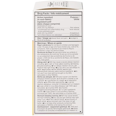 Comprimés USP d’acide acétyl salicylique 325 mg, 200 comprimés