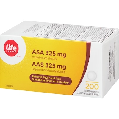 Comprimés USP d’acide acétyl salicylique 325 mg, 200 comprimés