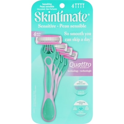 Skintimate Sensitive 4 Blade Disposable Razor for Women, 4 count 4 ea, $2.25/1ea
