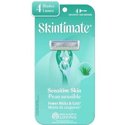 Skintimate Rasoirs jetables à 4 lames pour femmes de marque Skintimate pour peau sensible, 4u 4 ea, 2,25 $/1ch