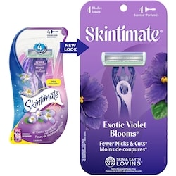 Skintimate Exotic Violet Blooms Scented Disposable Razor, 4 count