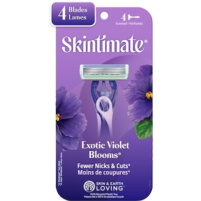 Skintimate Rasoirs jetables pour femmes au parfum de fleurs de violette exotique de marque Skintimate, 4u 4 ea, 2,25 $/1ch