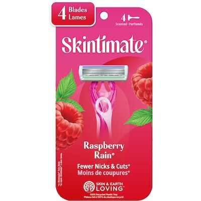 Skintimate Rasoirs jetables pour femmes au parfum Raspberry Rain de marque Skintimate, 4u 4 ea, 2,25 $/1ch