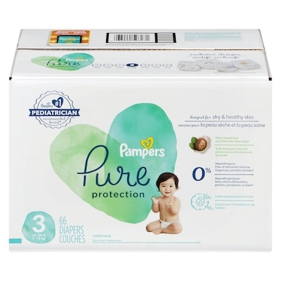 Pampers Couches Pure Protection, taille 3, 66 couches 66 ea, 0,53 $/1ch