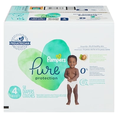 Pampers Couches Pure Protection, taille 4, 58 couches 58 ea, 0,62 $/1ch