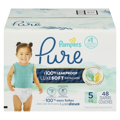 Pampers Couches Pure Protection, taille 5, 48 couches 48 ea, 0,83 $/1ch