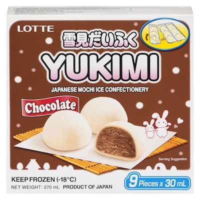 Lotte Ice Cream, Japanese Mochi Ice Confectionary Chocolate, 9 Pieces 270 g, $1.85/100g