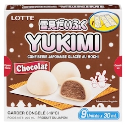 Lotte Friandises surgelées japonaises mochi, chocolat, 9 morceaux 270 g, 2,22 $/100g