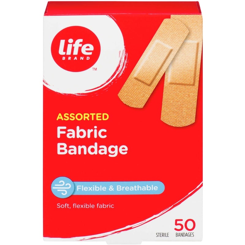 Assorted Fabric Bandage, 50 Pack