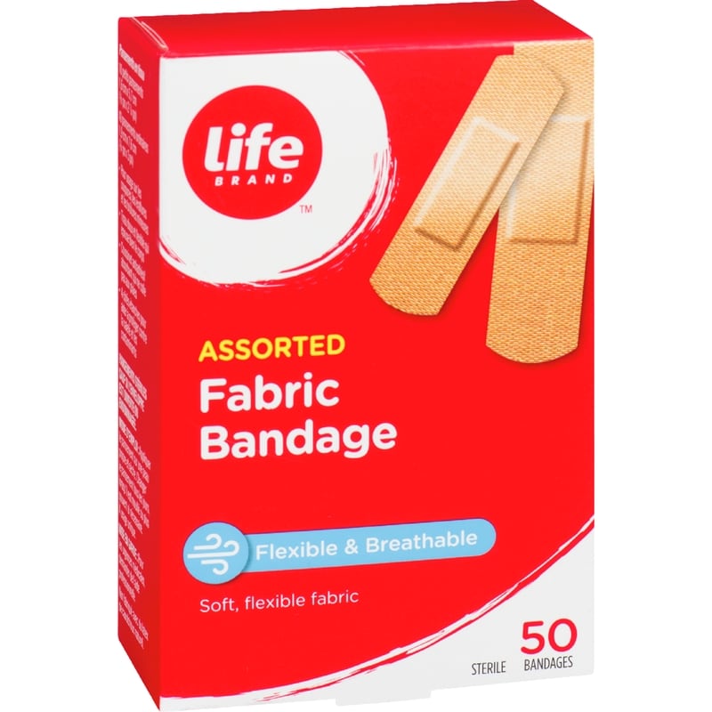 Assorted Fabric Bandage, 50 Pack