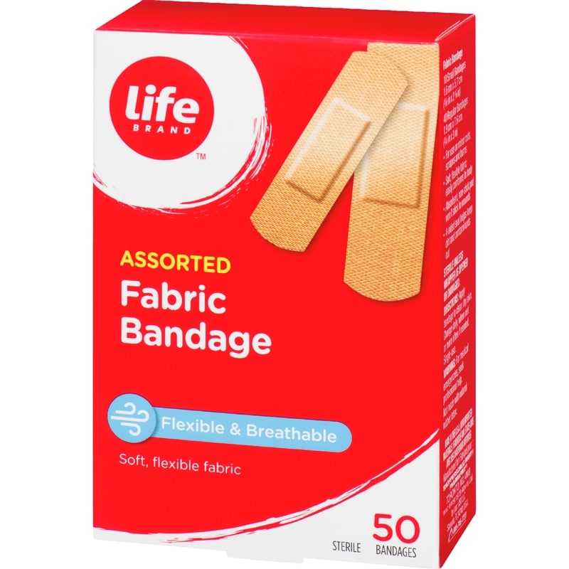 Assorted Fabric Bandage, 50 Pack