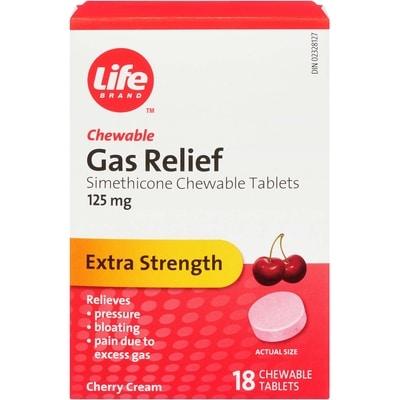 Life Brand Gas Relief Chewable Cherry Flavored Tablets 18 ea, $0.36/1ea