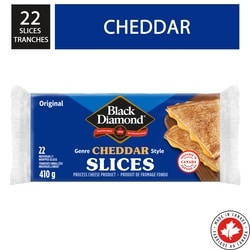 Black Diamond Tranches de fromage cheddar original. 410 g, 0,85 $/100g