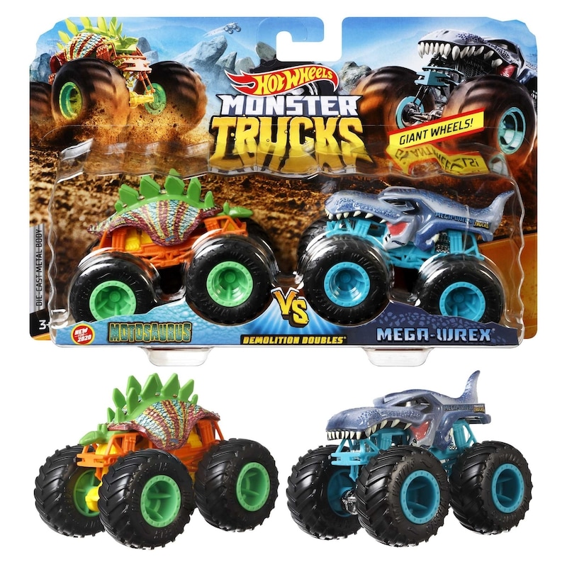 Hot Wheels Monster Trucks Demo Doubles Assortment - 2 ea | No