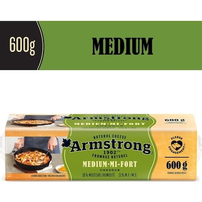 Armstrong Medium Cheddar Cheese  600 g, $1.50/100g