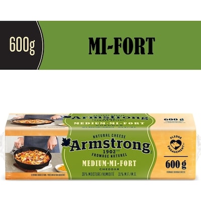 Armstrong Fromage Cheddar mi-fort 600 g, 1,92 $/100g