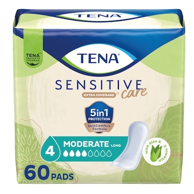 TENA Sensitive Care Serviettes absorbantes contre l'incontinence de moyenne, Extra Coverage, 60 unités 60 ea, 0,35 $/1ch