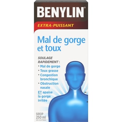 Benylin Mal de gorge et toux sirop extra-puissant 250 ml, 6,60 $/100ml