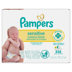 Pampers Lingettes pour bébés Sensitive, 336 lingettes, 4X 336 ea, 0,04 $/1ch