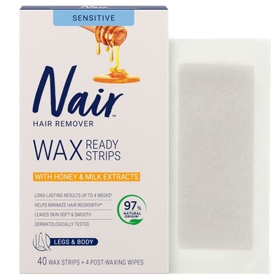 Nair Bandes de cire prêtes à utiliser pour les jambes et le corps avec extraits de lait et de miel 40 ea, 0,46 $/1ch