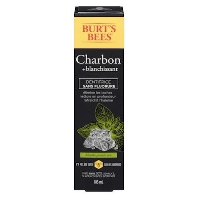 Burt’s Bees Dentifrice sans fluorure burt’s bees au charbon, saveur menthe poivrée zen 105 ml, 9,04 $/100ml