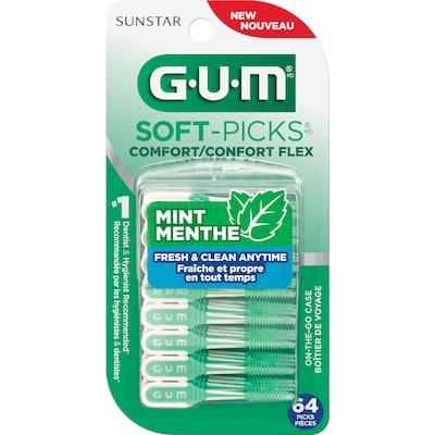 GUM Soft-Picks Confort Flex Menthe, 64 unités 64 ea, 0,13 $/1ch