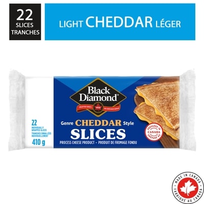 Black Diamond Light Cheddar Cheese Slices 410 g, $1.46/100g