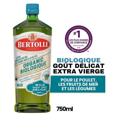 Bertolli Huile d’olive vierge extra biologique – Goût doux 750 ml, 1,73 $/100ml