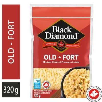 Black Diamond Old White Cheddar Shredded Cheese 320 g, $2.34/100g