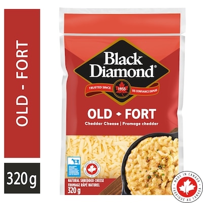 Black Diamond Fromage râpé cheddar fort blanc. 320 g, 2,34 $/100g